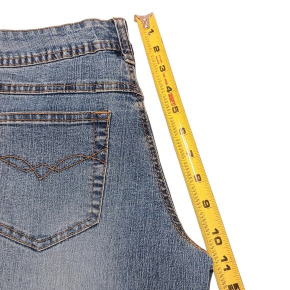 Vntg Angels Jeans Womens JR Sz 7 Blue Flare Crystals Embellished Boho Glam Gypsy - Picture 13 of 16